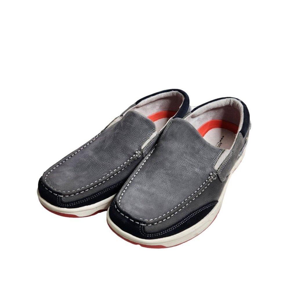 Rockport Mens Streetsailing Slip On Boat Shoes Grey Leather Size 10.5 W